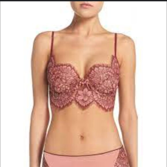 FOR LOVE AND LEMONS Loucette Lace Burgundy Red Underwire Bra M - Picture 3 of 14